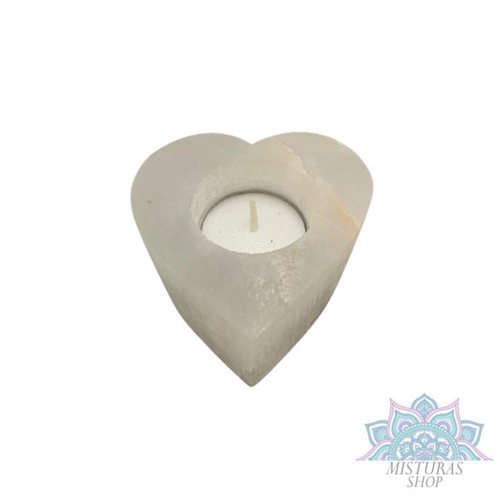 porta velas selenite coração